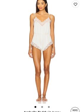 Ivory Lace-Trim Teddy Romper